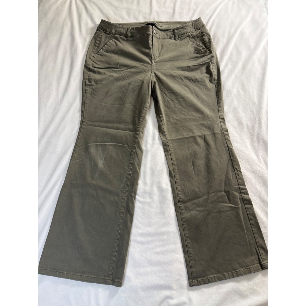 Lane Bryant Olive Green Wide Leg Trousers Size 20 Stretch Cotton Blend